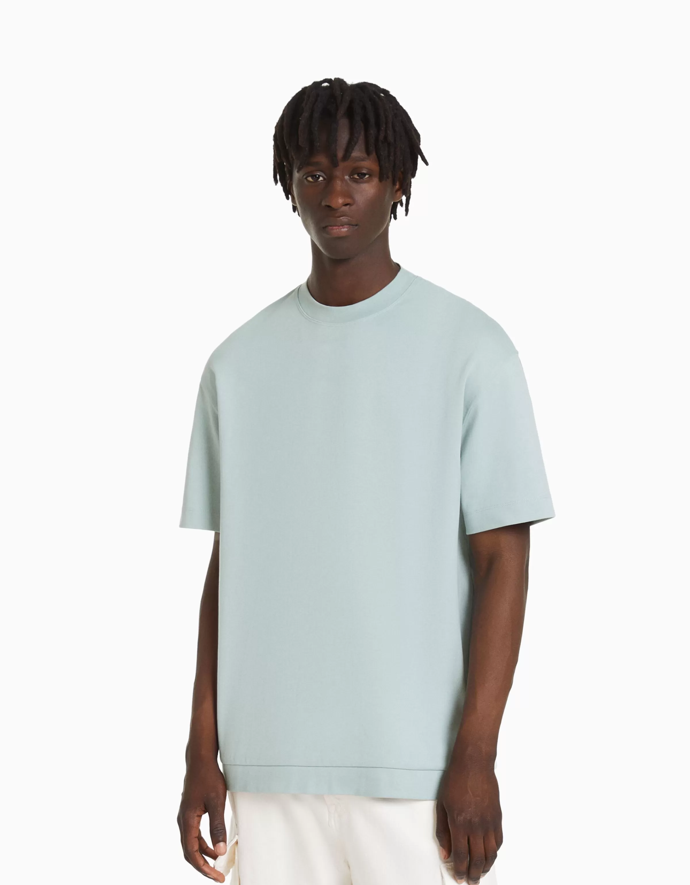 BERSHKA Tee-shirts*T-shirt manches courtes interlock Vert