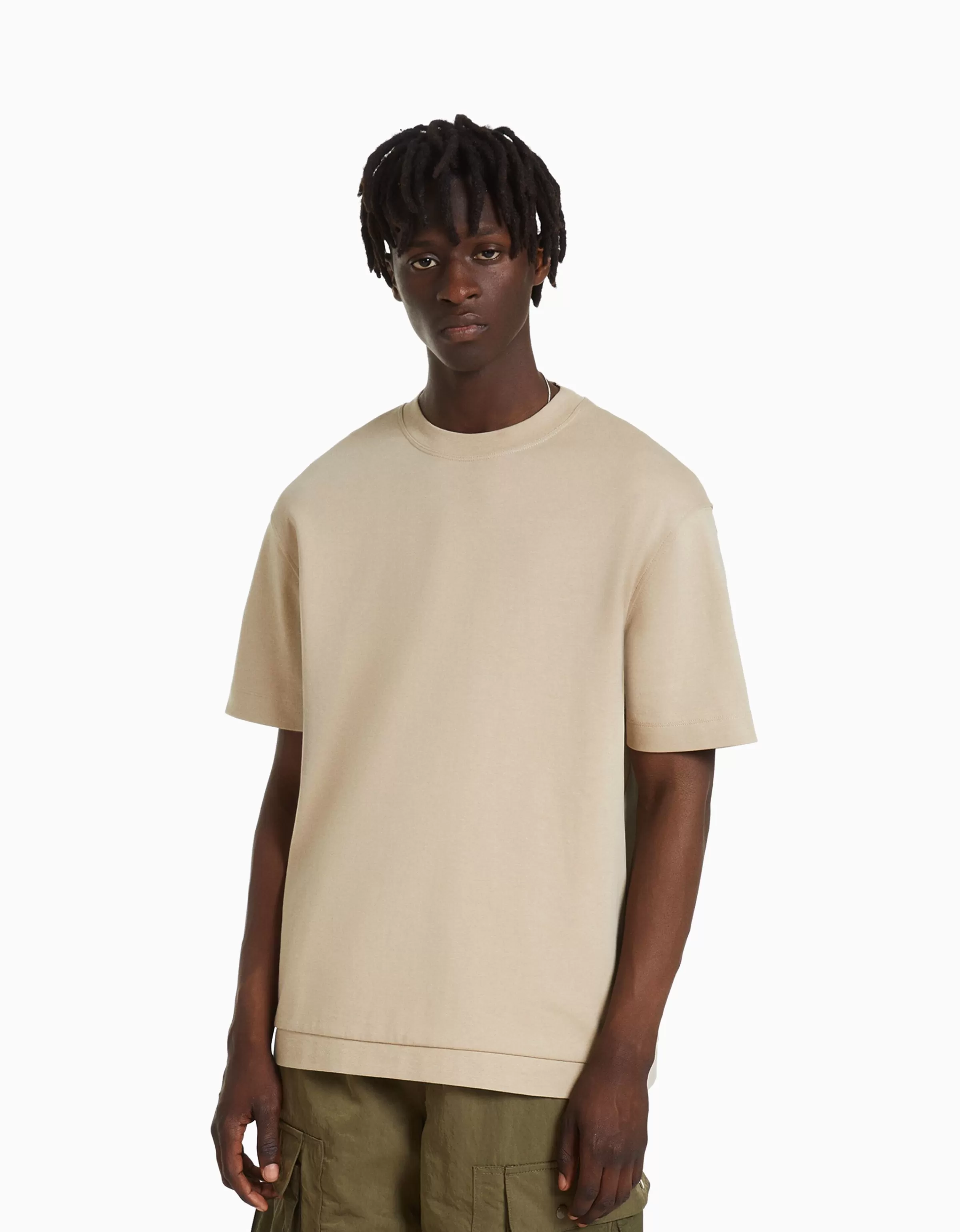 BERSHKA Tee-shirts*T-shirt manches courtes interlock Camel