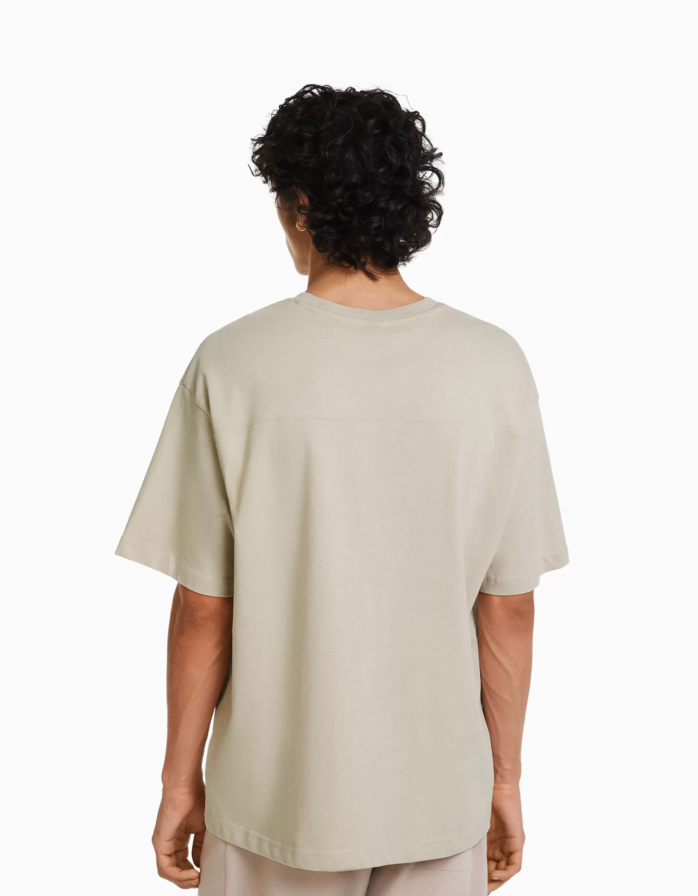 BERSHKA Tee-shirts*T-shirt manches courtes oversize imprimé Blanc