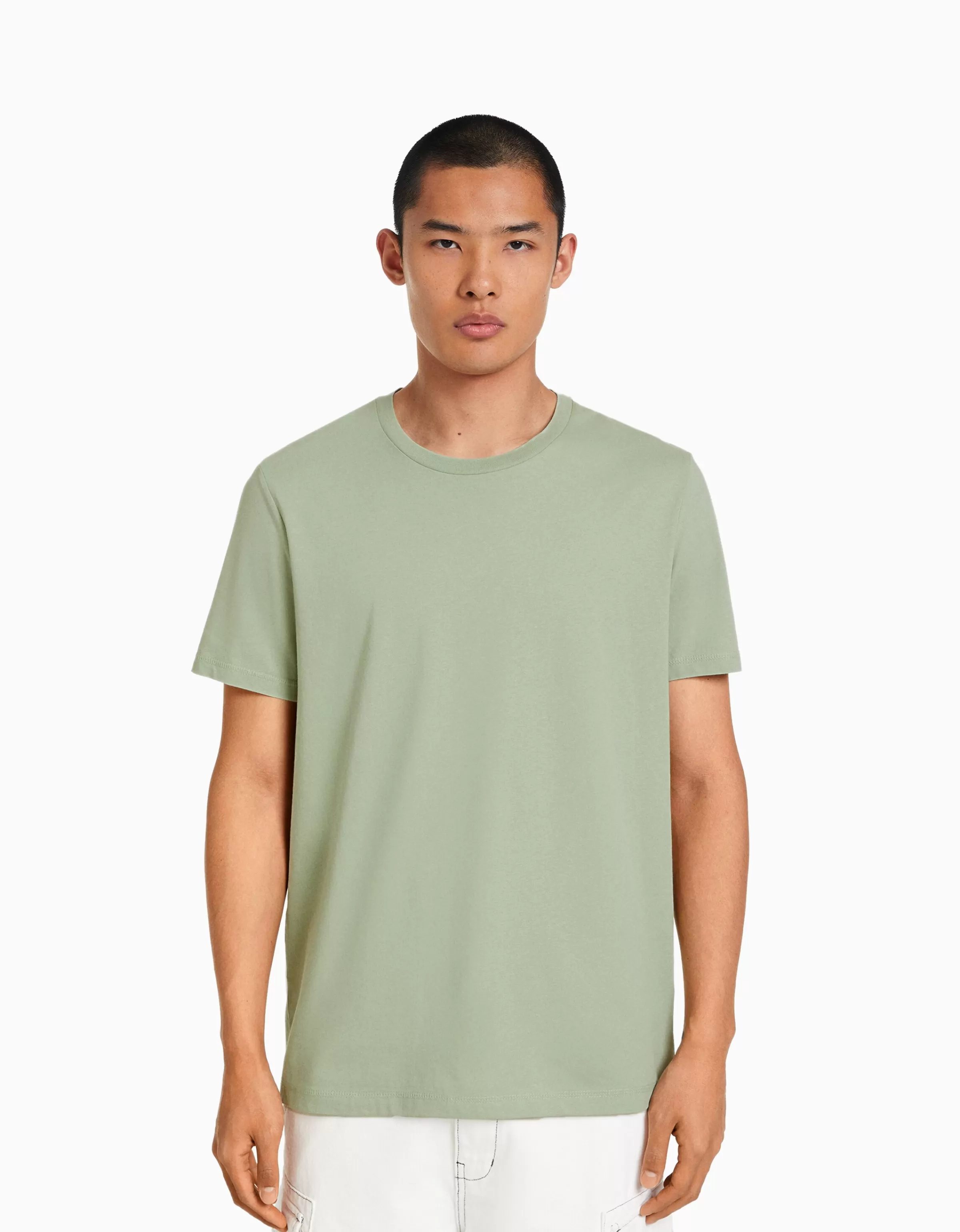 BERSHKA Vêtements*T-shirt manches courtes regular fit Vert