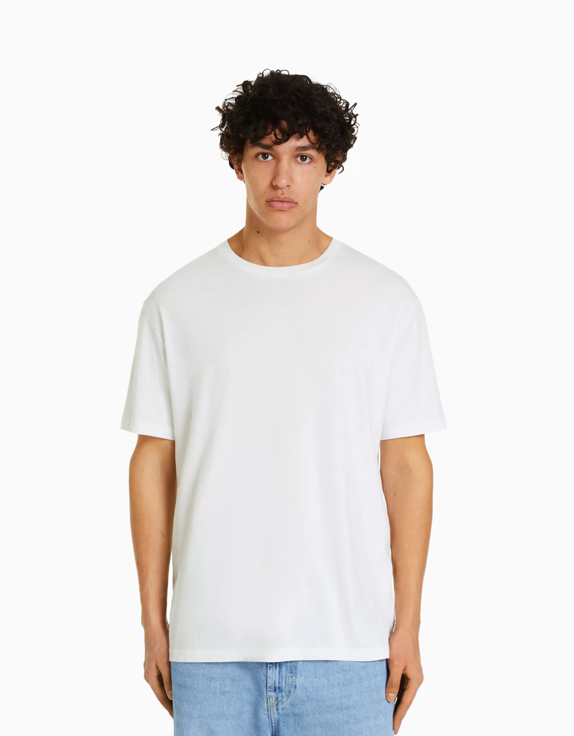 BERSHKA Special packaging collabs*T-shirt manches courtes regular fit Blanc