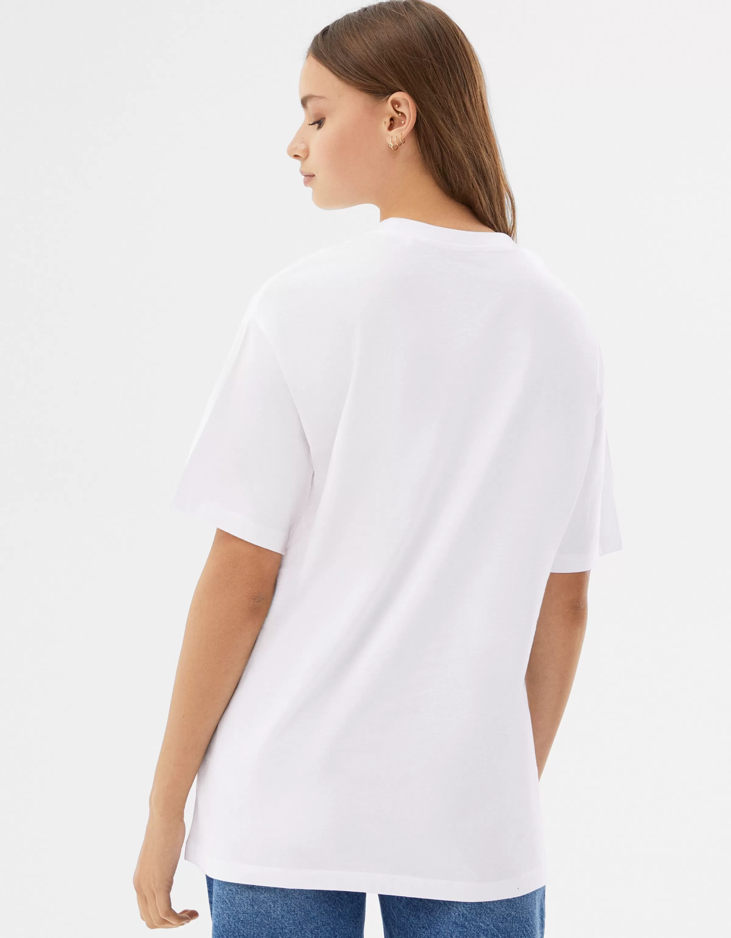 BERSHKA Personnalisables*T-shirt manches courtes regular fit Blanc