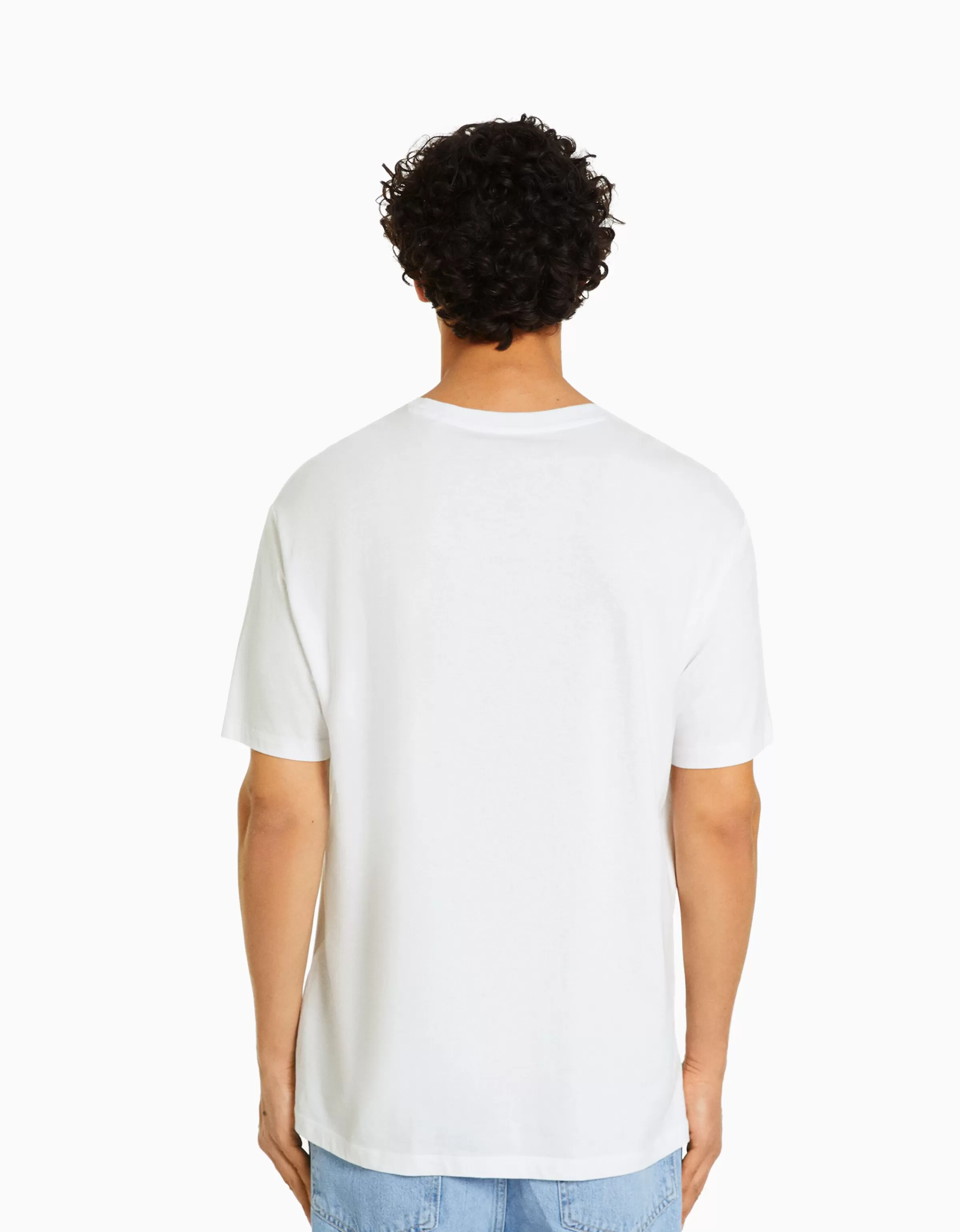 BERSHKA Special packaging collabs*T-shirt manches courtes regular fit Blanc