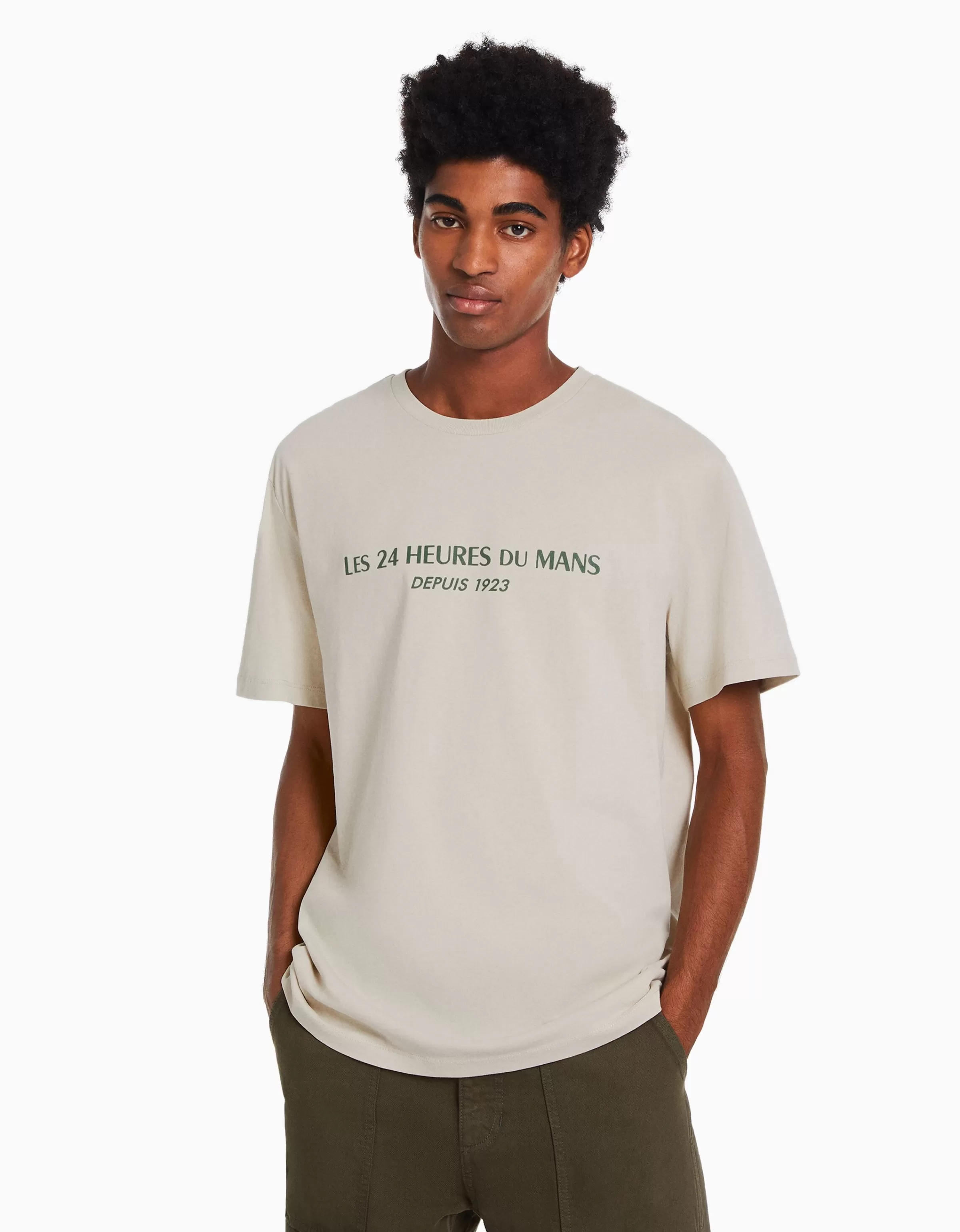 BERSHKA Collaborations®*T-shirt manches courtes regular fit 24h LE MANS Camel