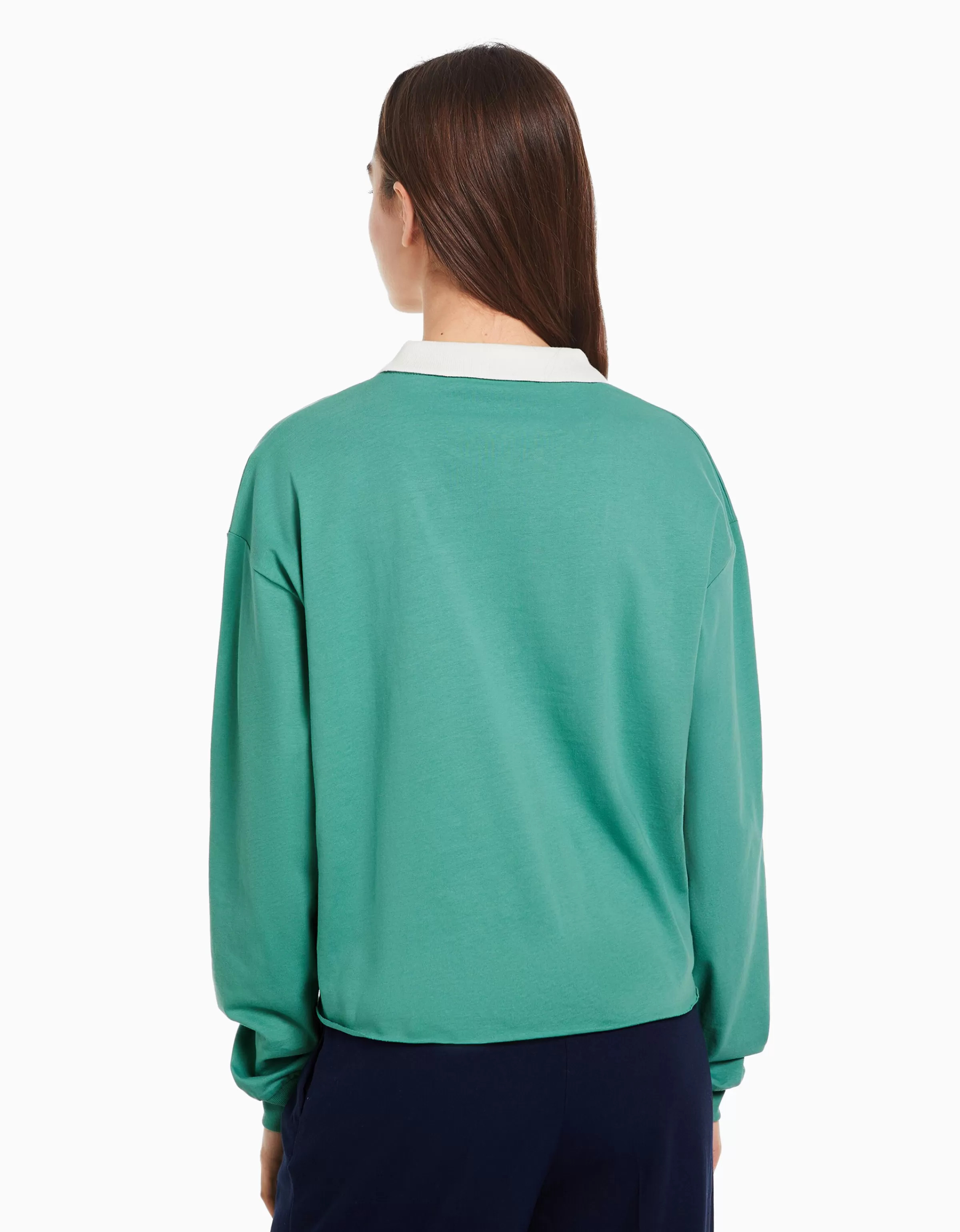 BERSHKA Tee-shirts*T-shirt manches longues col polo imprimé Vert