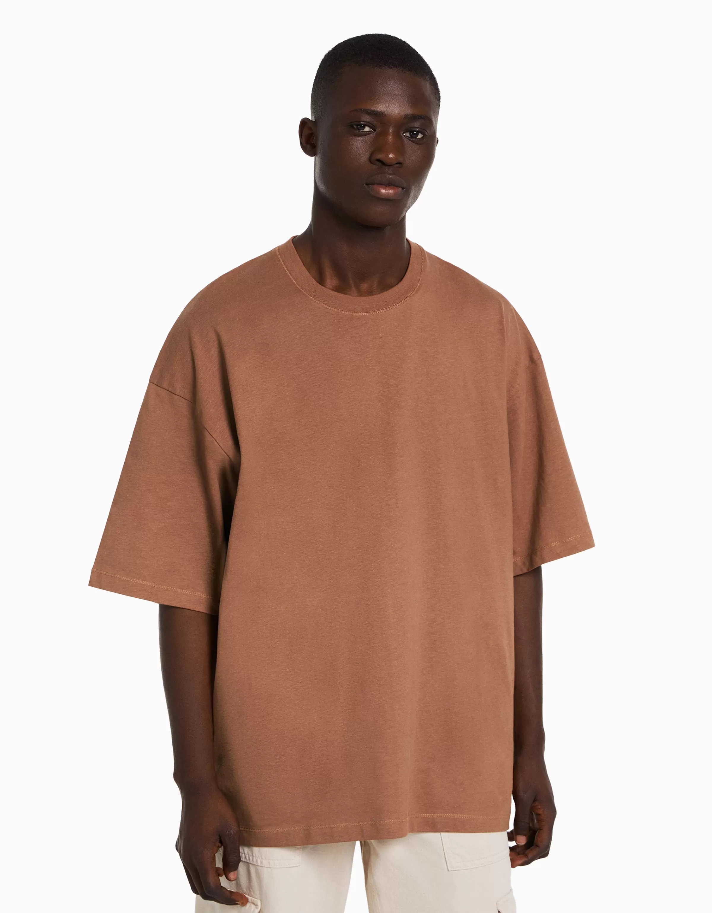 BERSHKA Vêtements*T-shirt oversize à manches courtes Orange foncé