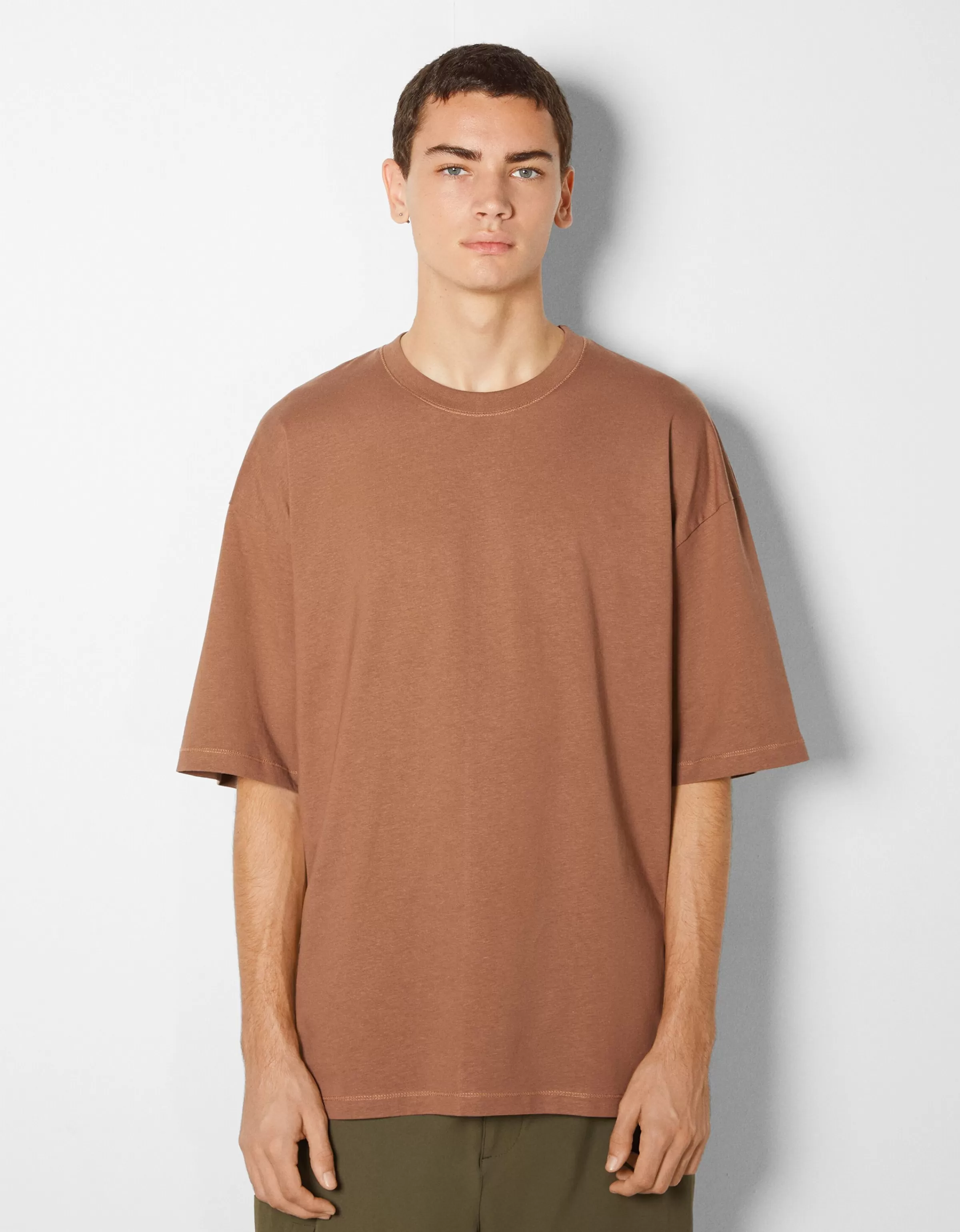 BERSHKA Vêtements*T-shirt oversize à manches courtes Orange foncé