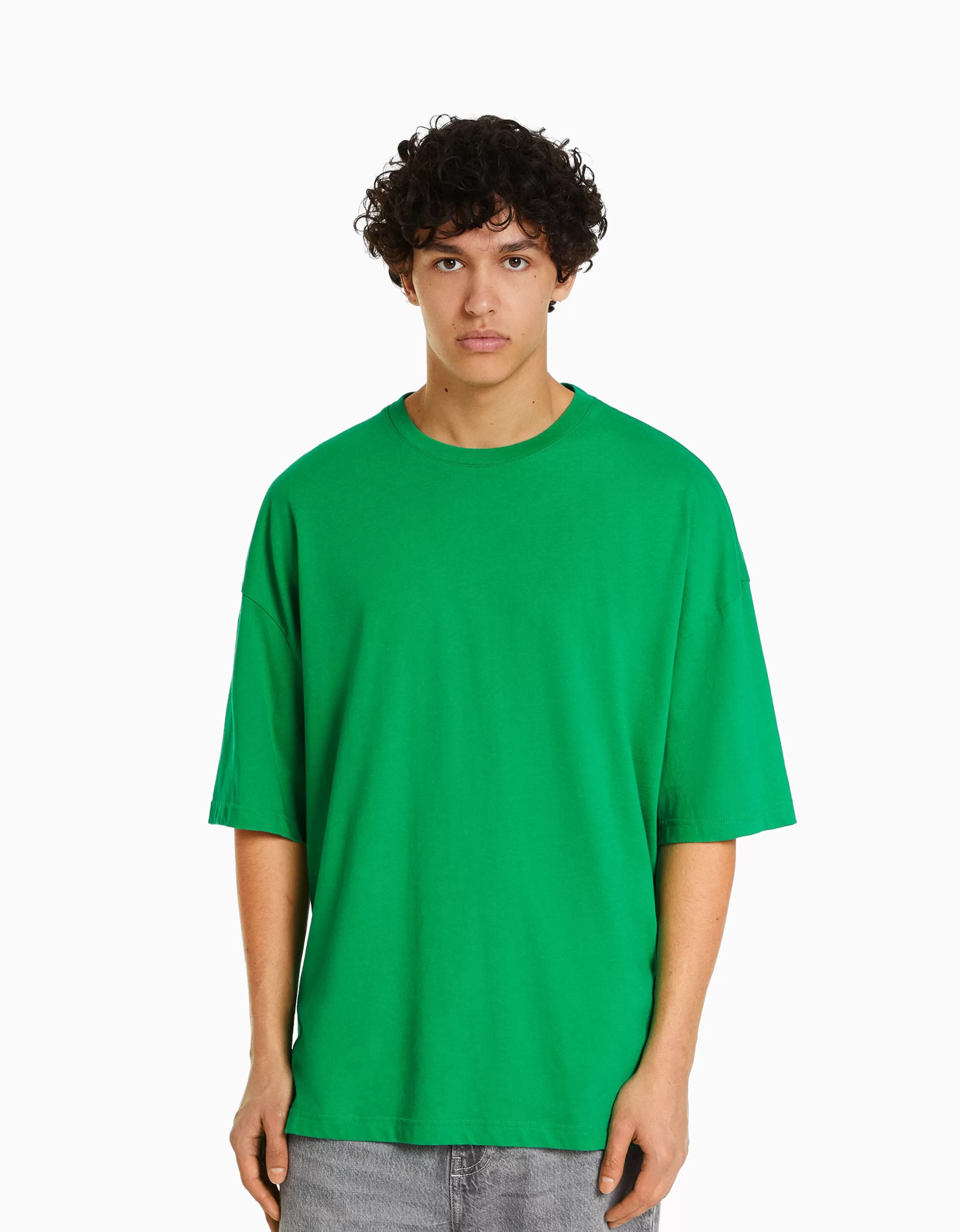 BERSHKA Personnalisables*T-shirt oversize à manches courtes Vert