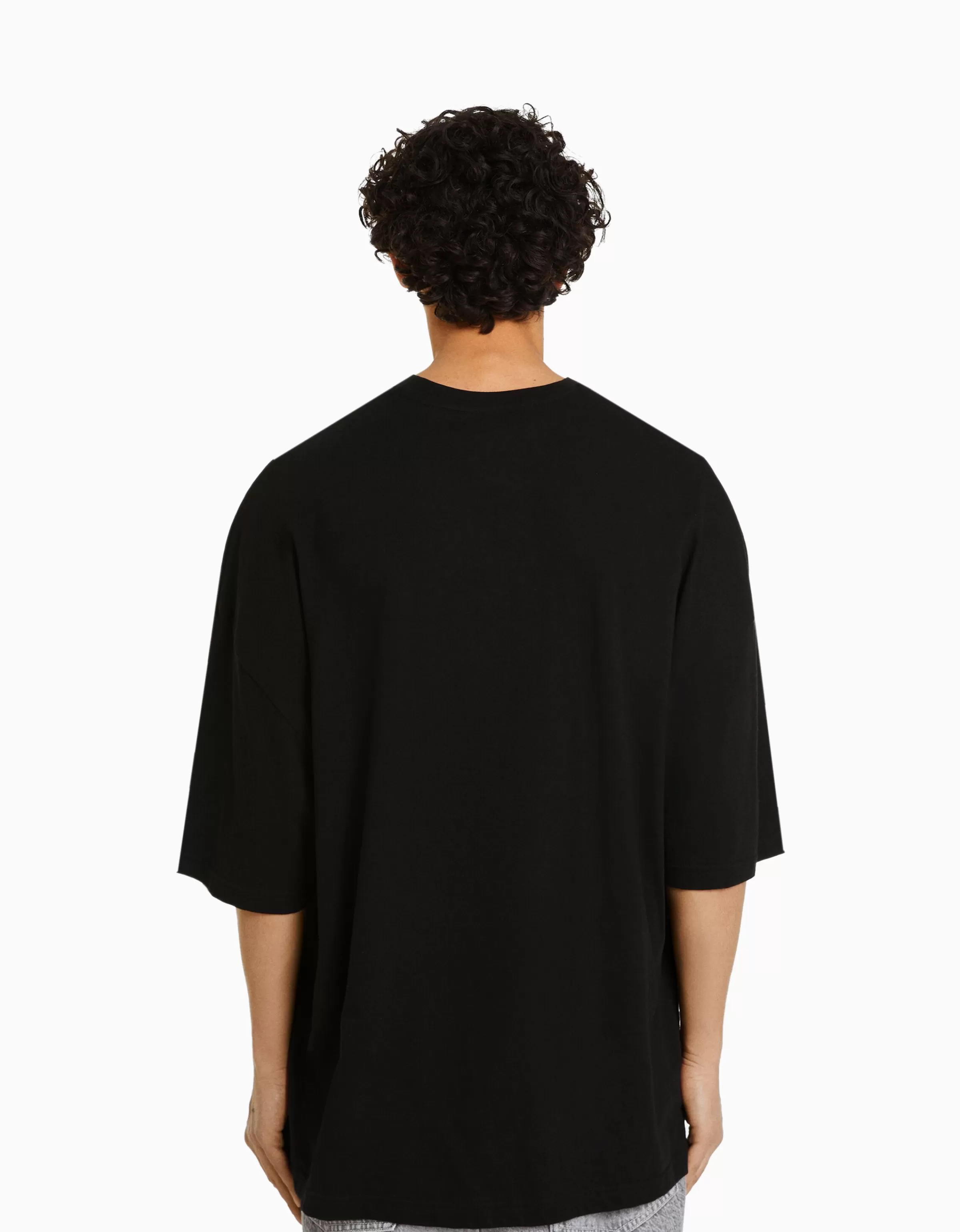 BERSHKA Special packaging collabs*T-shirt oversize à manches courtes Noir