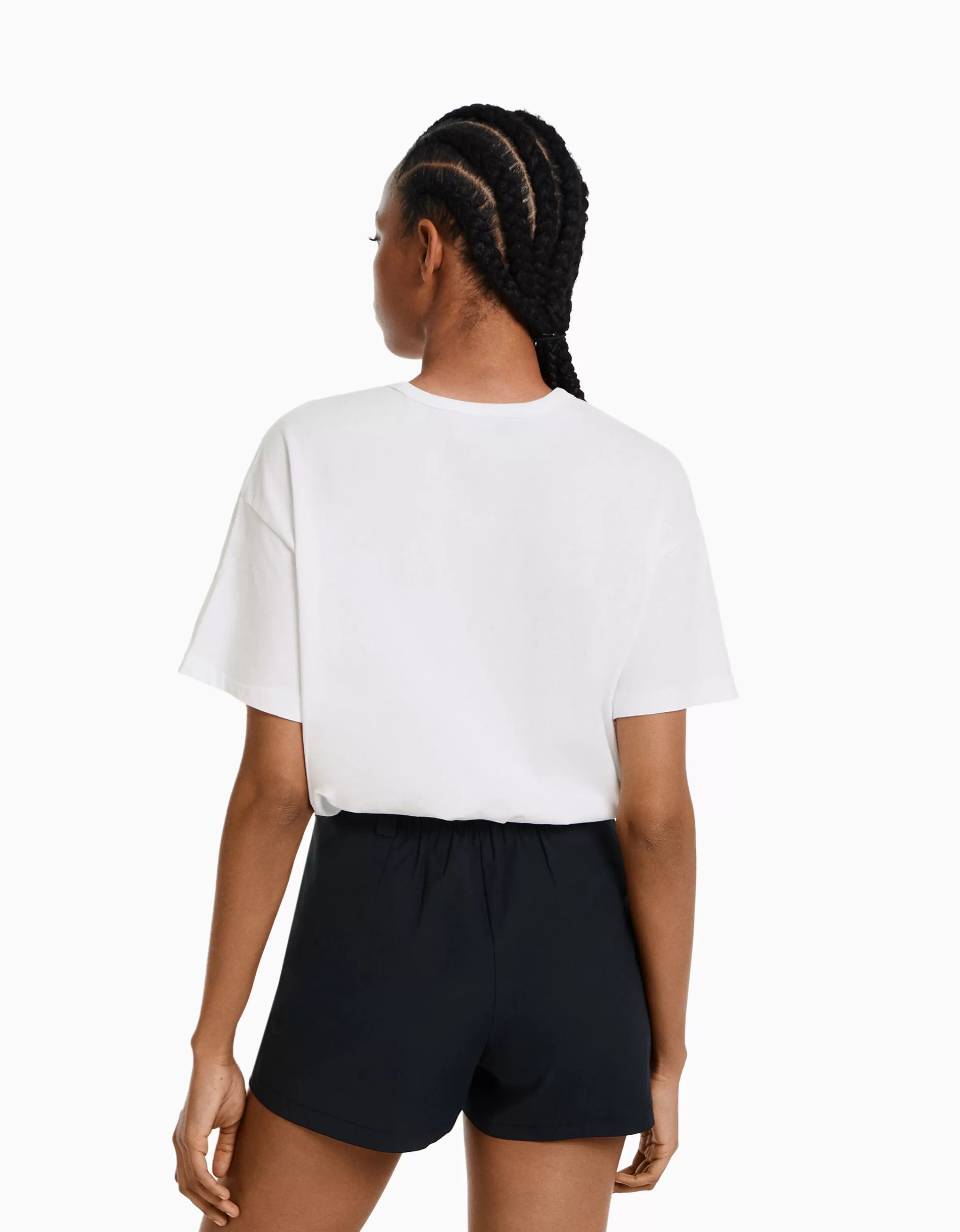 BERSHKA Tee-shirts*T-shirt oversize à manches courtes Blanc