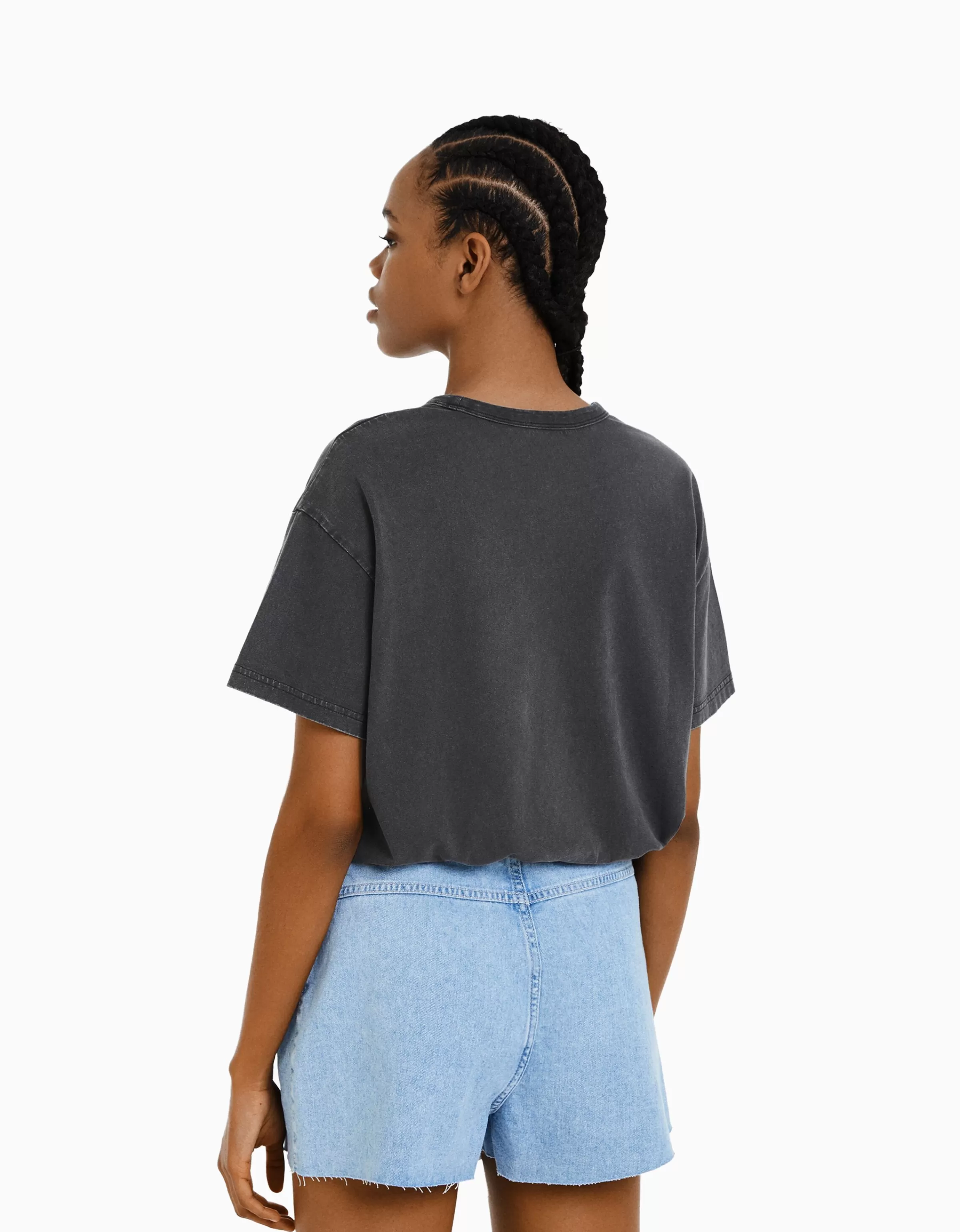 BERSHKA Tee-shirts*T-shirt oversize à manches courtes Noir