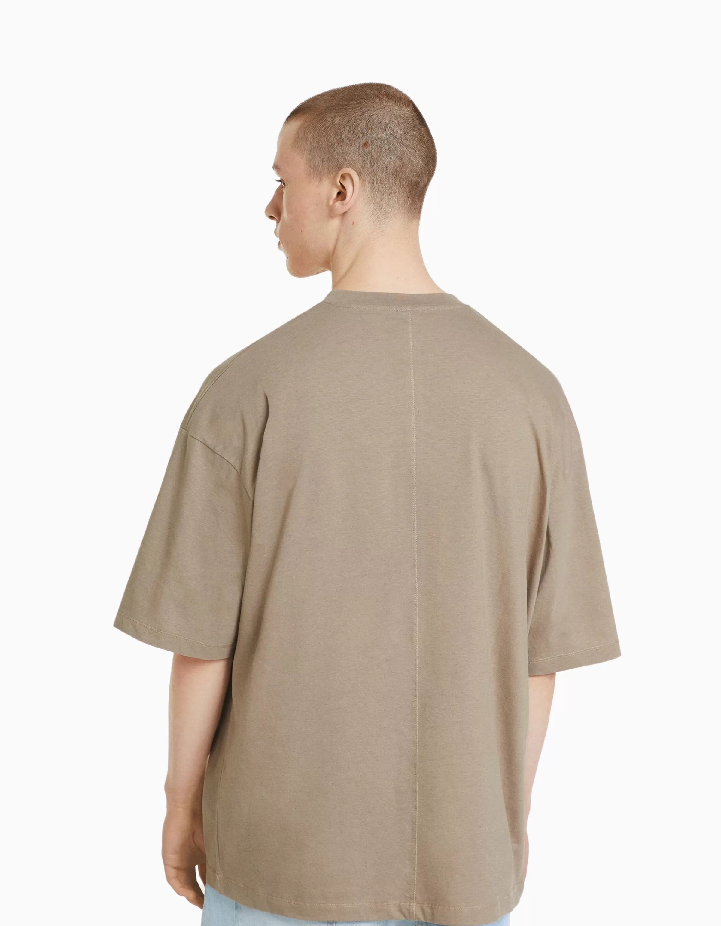 BERSHKA Vêtements*T-shirt oversize à manches courtes Gris