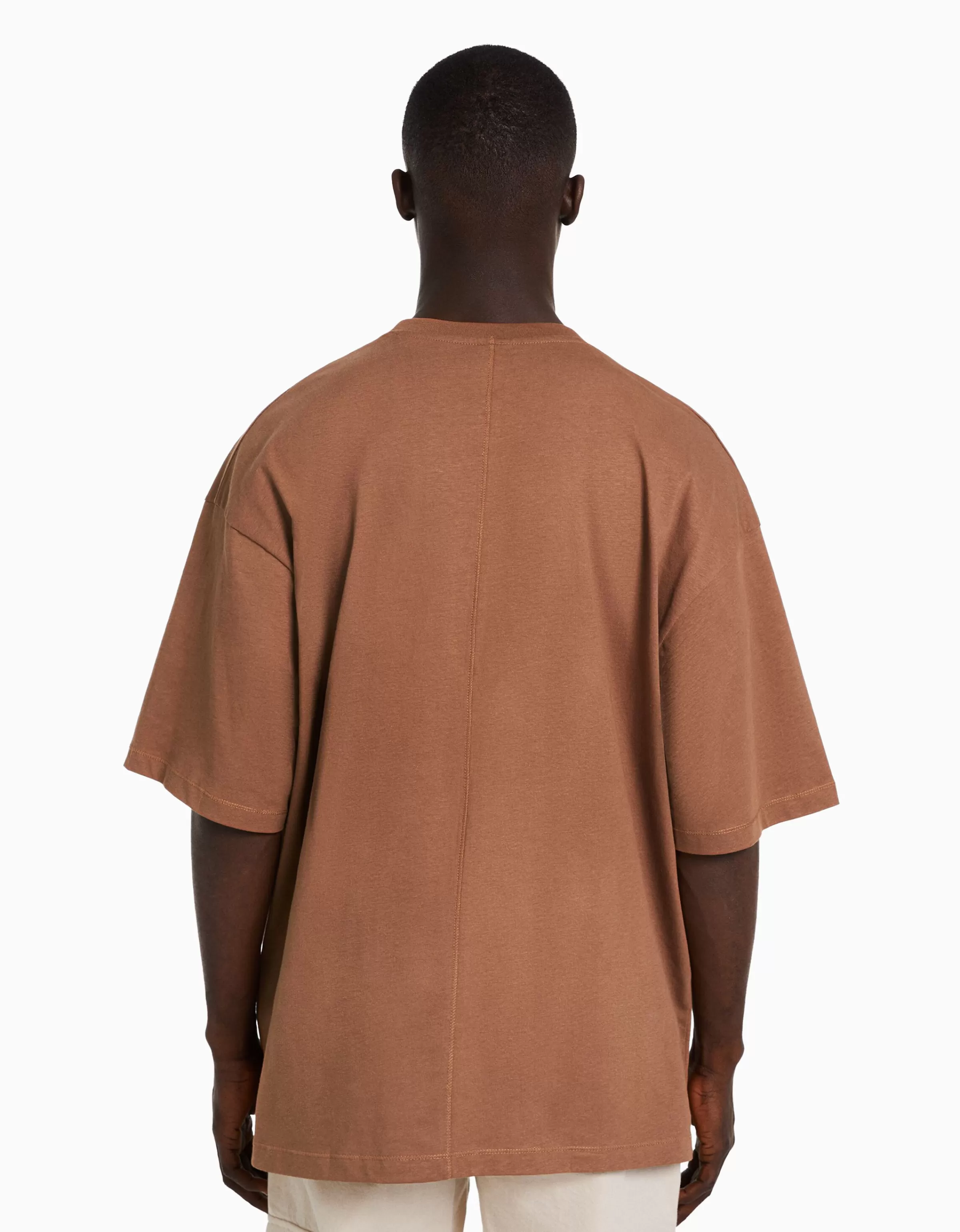 BERSHKA Vêtements*T-shirt oversize à manches courtes Orange foncé