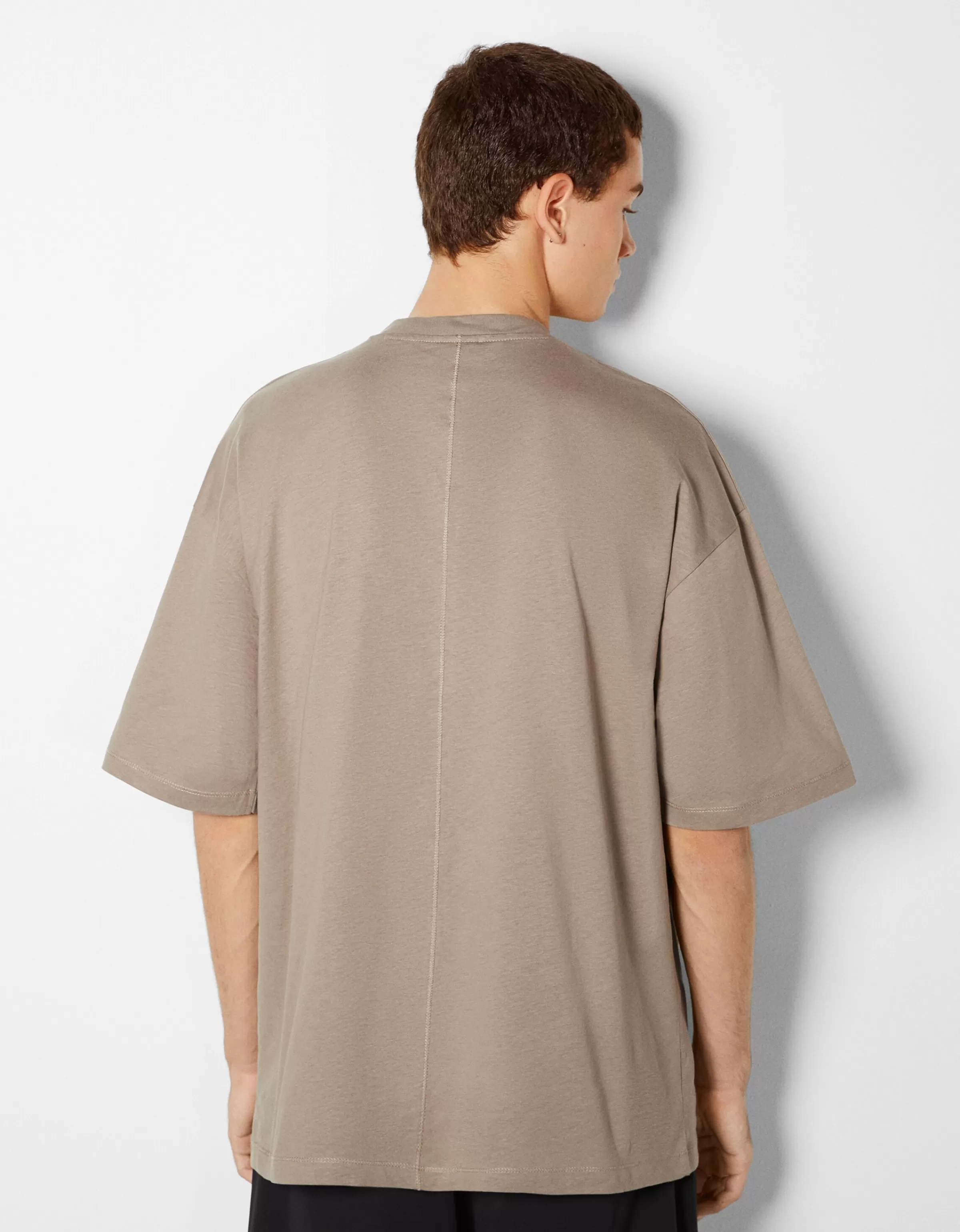 BERSHKA Vêtements*T-shirt oversize à manches courtes Gris