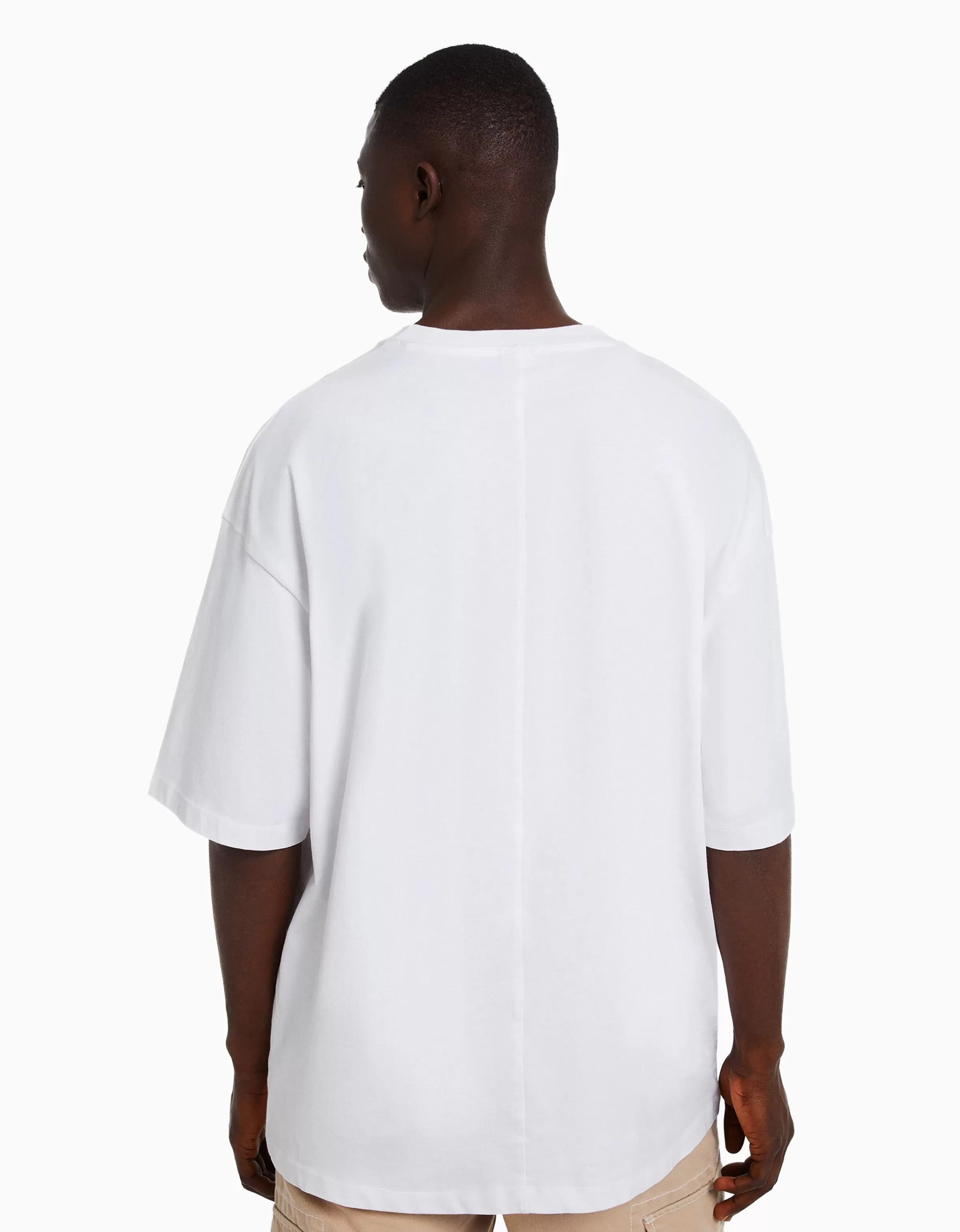 BERSHKA Vêtements*T-shirt oversize à manches courtes Blanc