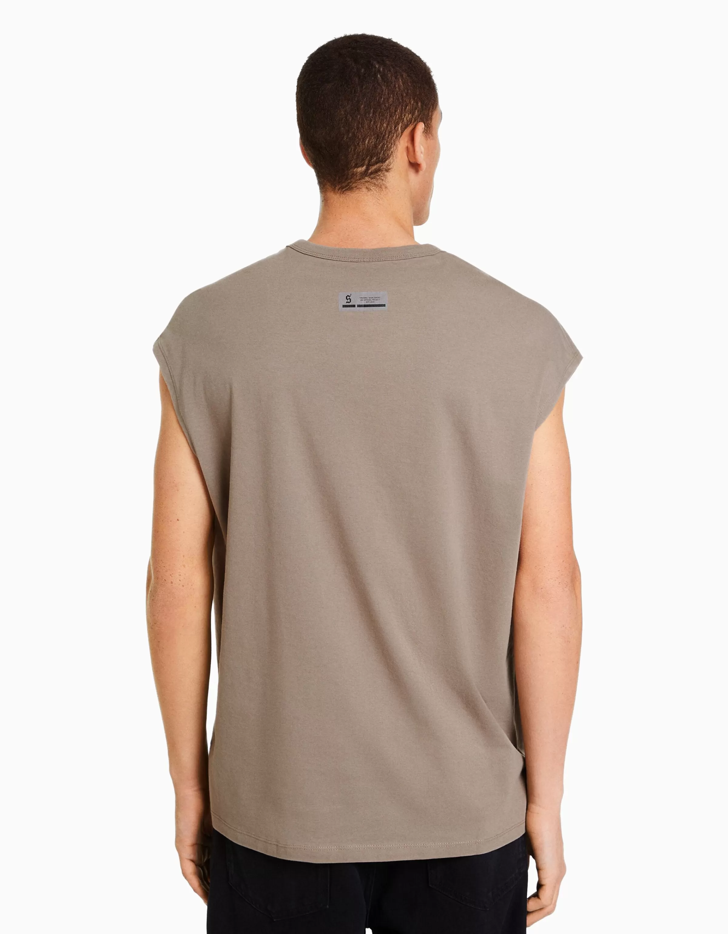 BERSHKA Tee-shirts*T-shirt sans manches oversize Gris