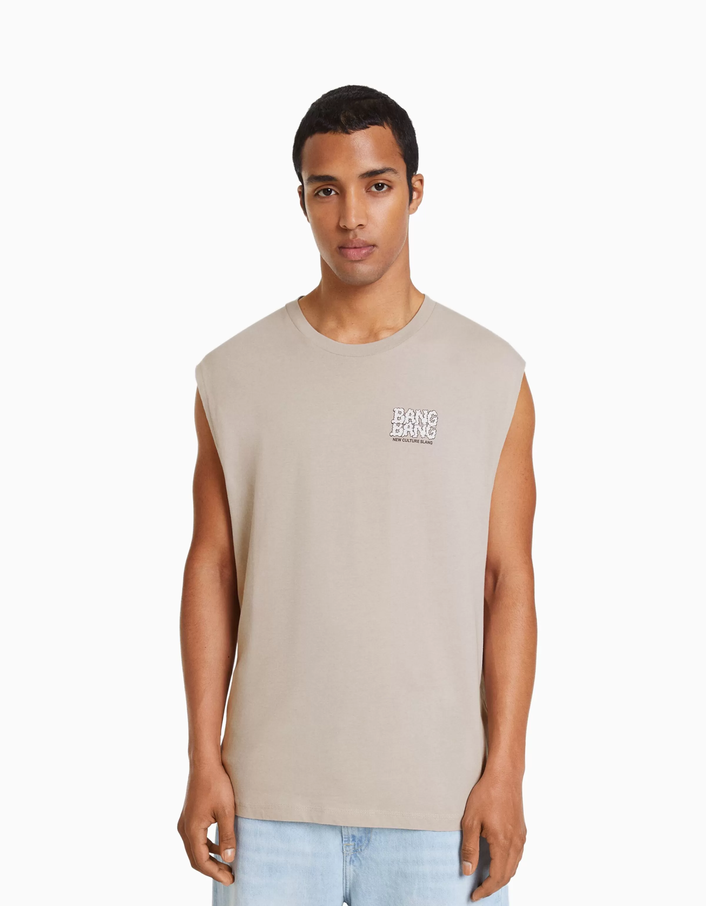 BERSHKA Tee-shirts*T-shirt workwear sans manches Blanc