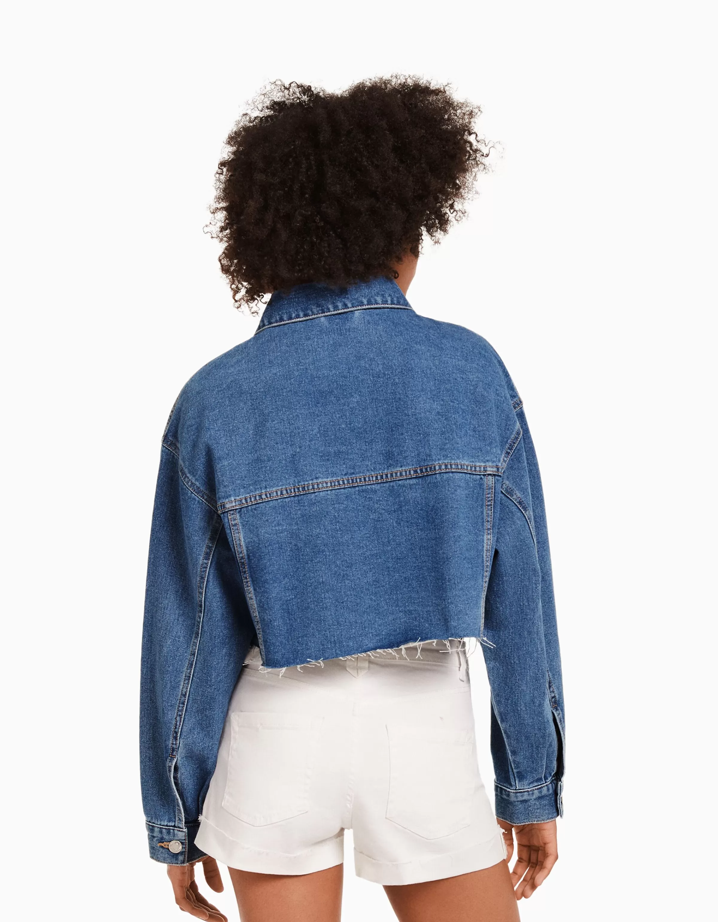 BERSHKA Vêtements*Veste en jean courte Bleu clair