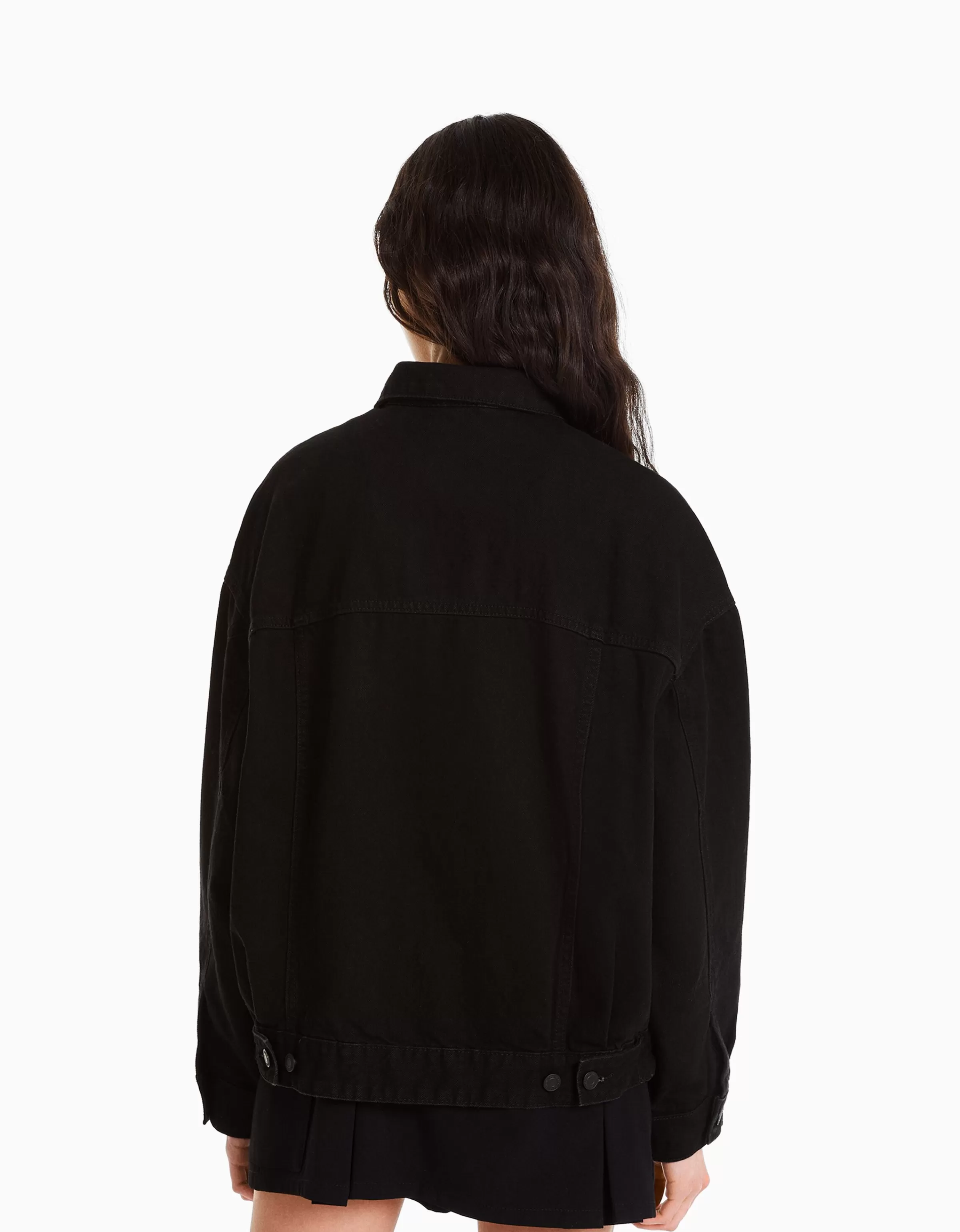 BERSHKA Vestes*Veste en jean oversize Noir